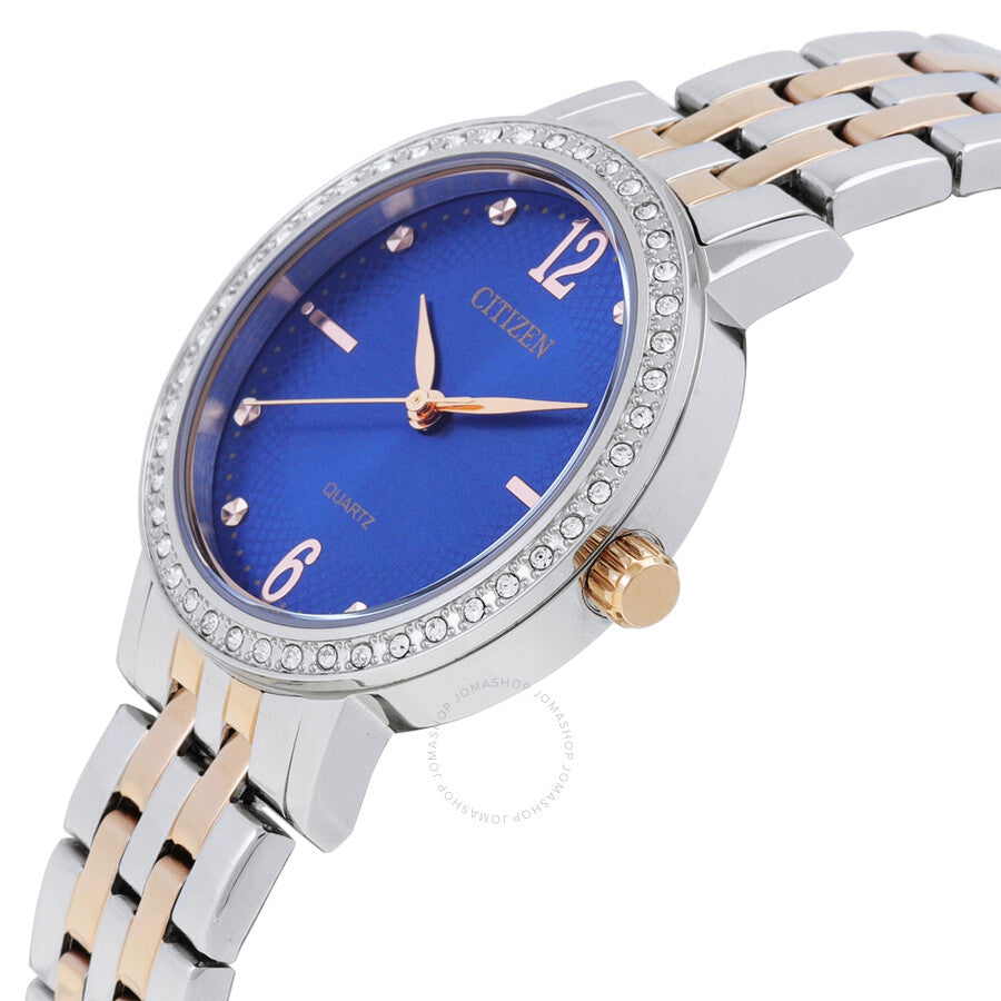 Citizen Quartz Crystal Blue Dial Two-Tone Ladies Watch EL3106-59L - Dawson Watches #2