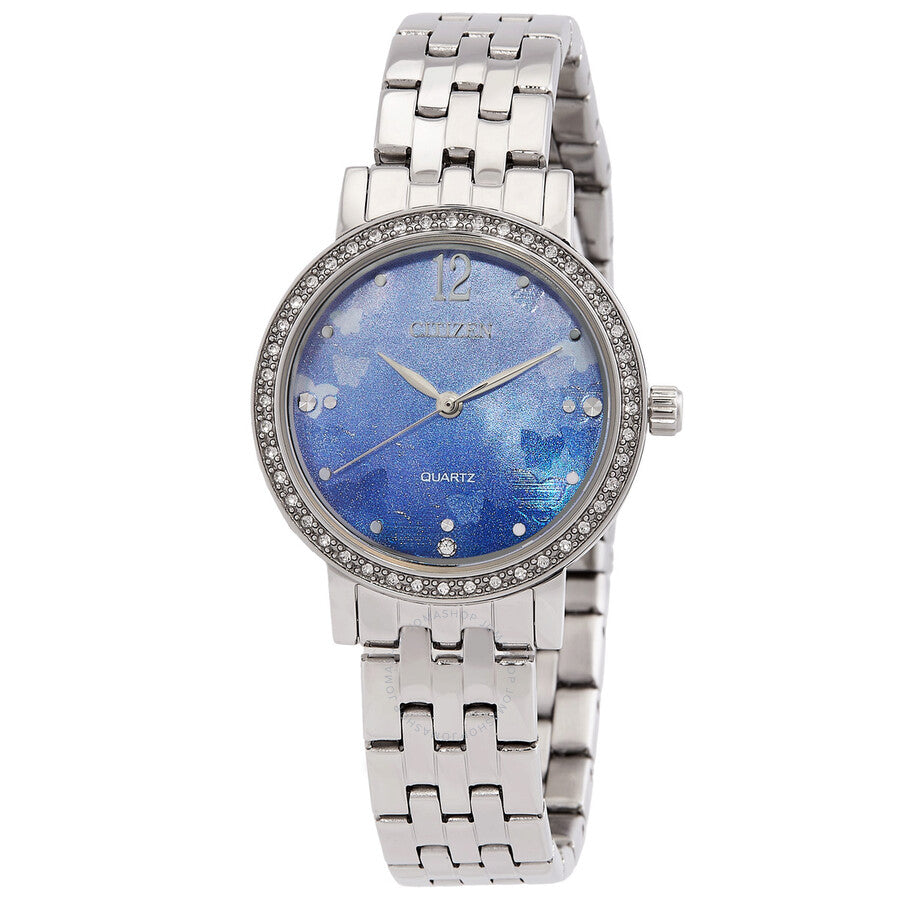 Citizen Quartz Crystal Blue Mother of Pearl Dial Ladies Watch EL3100-55N - Dawson Watches