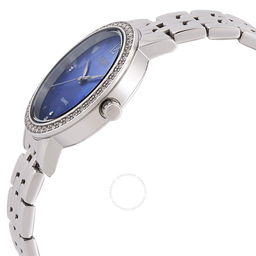 Citizen Quartz Crystal Blue Mother of Pearl Dial Ladies Watch EL3100-55N - Dawson Watches #2