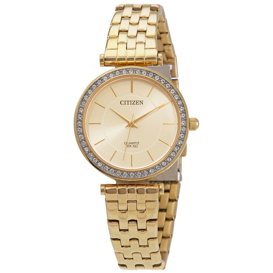 Citizen Quartz Crystal Gold Dial Gold-tone Ladies Watch ER0212-50P - Dawson Watches