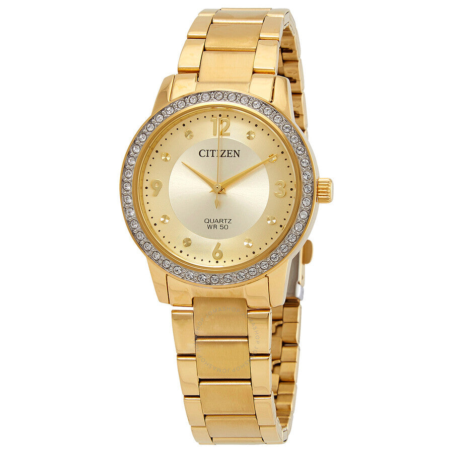 Citizen Quartz Crystal Gold Dial Ladies Watch EL3092-86P - Dawson Watches
