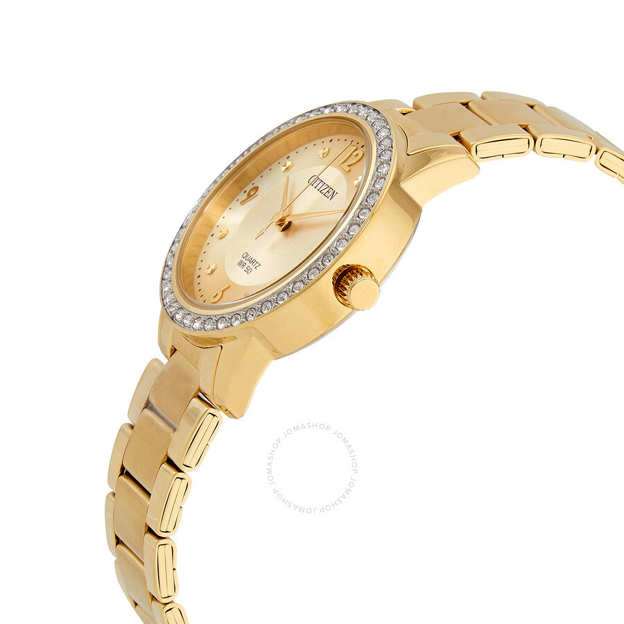 Citizen Quartz Crystal Gold Dial Ladies Watch EL3092-86P - Dawson Watches #2