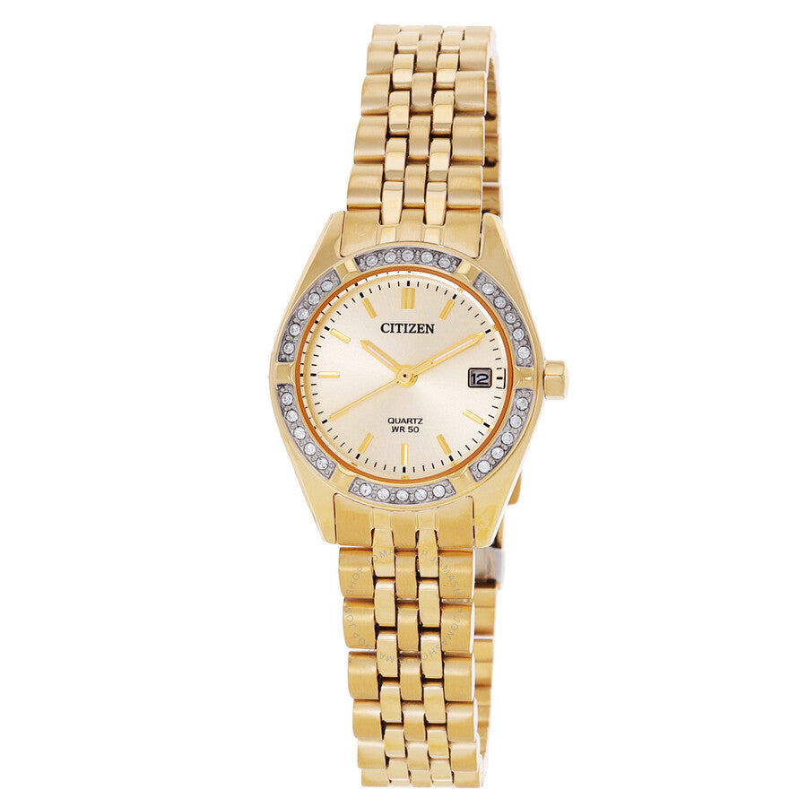 Citizen Quartz Crystal Gold Dial Ladies Watch EU6062-50P - Dawson Watches