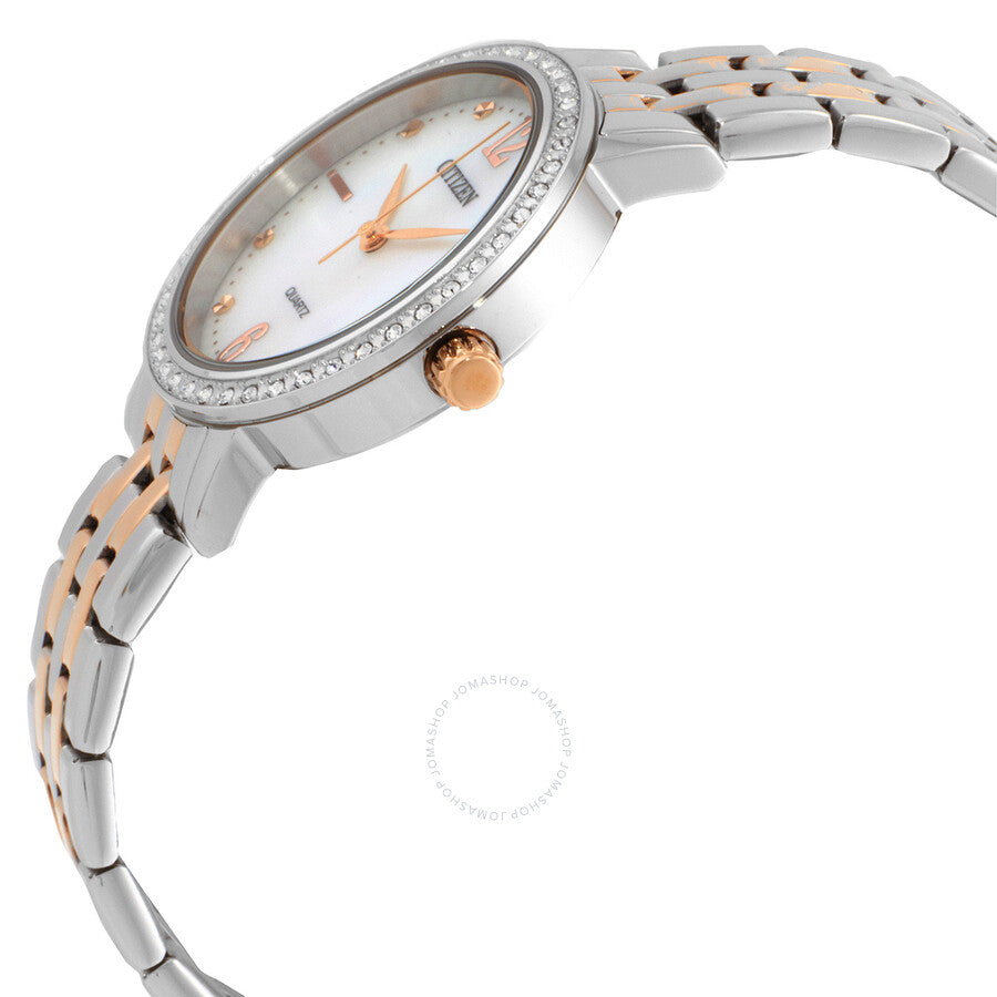 Citizen Quartz Crystal Mother of Pearl Dial Two-Tone Ladies Watch EL3106-59D - Dawson Watches #2