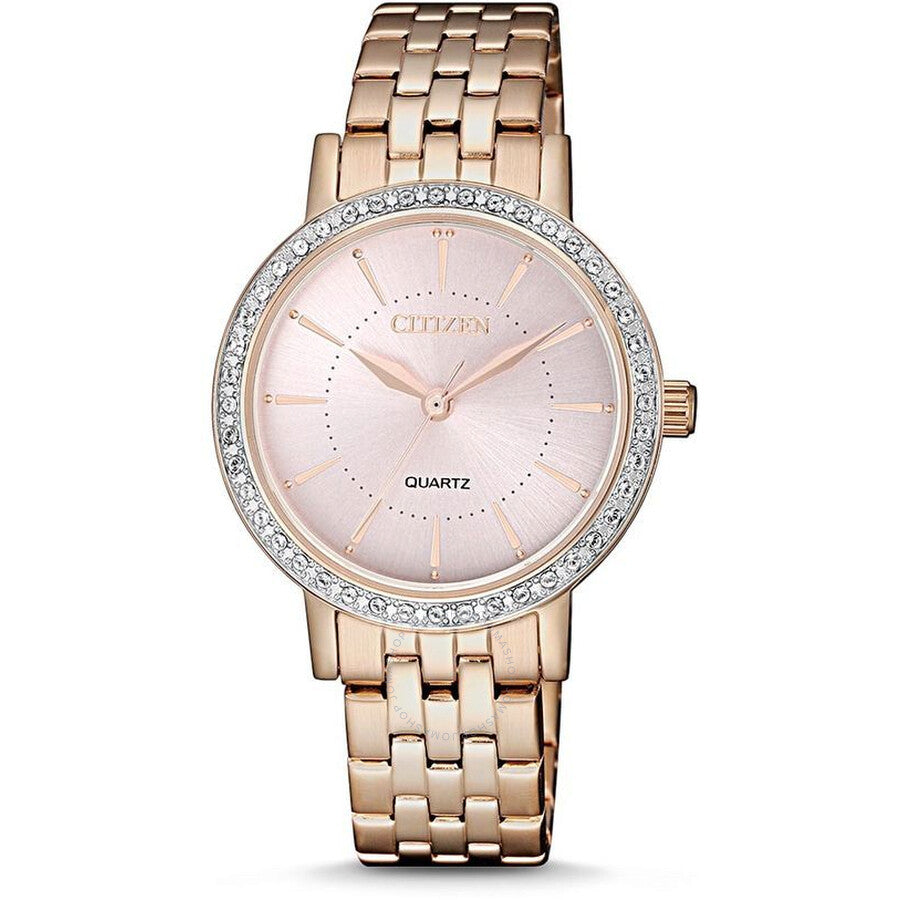 Citizen Quartz Crystal Pink Dial Ladies Watch EL3043-81X - Dawson Watches