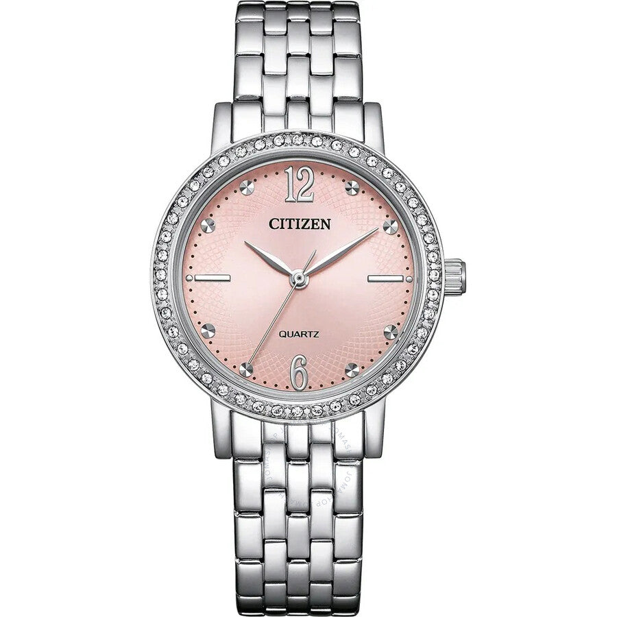 Citizen Quartz Crystal Pink Dial Ladies Watch EL3100-55W - Dawson Watches