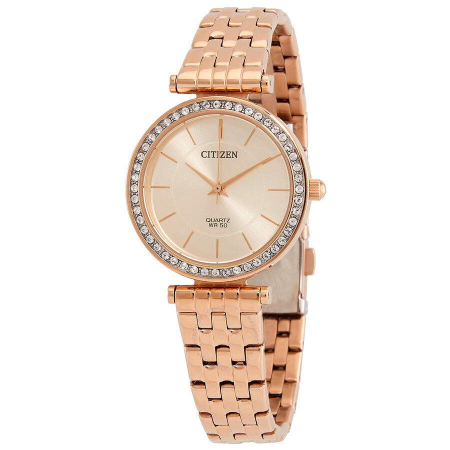 Citizen Quartz Crystal Rose Dial Rose Gold-tone Ladies Watch ER0213-57X - Dawson Watches