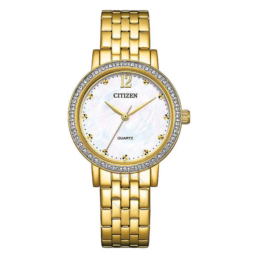 Citizen Quartz Crystal White Mother of Pearl Dial Ladies Watch EL3102-50D - Dawson Watches