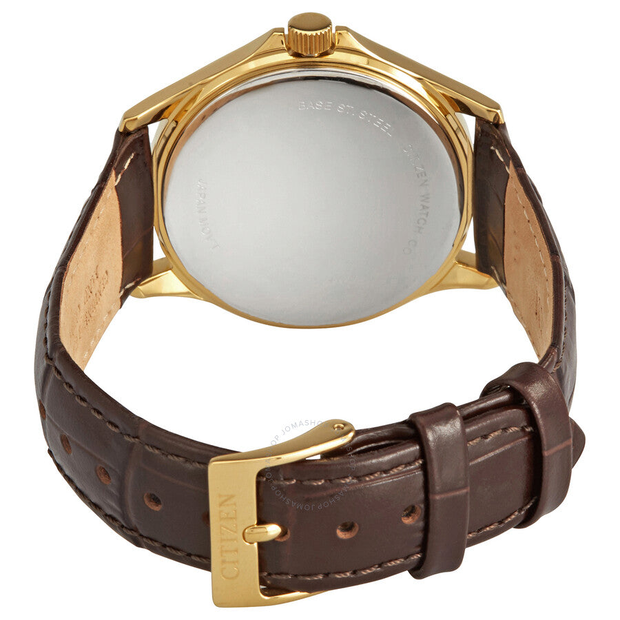 Citizen Quartz Gold Dial Brown Leather Men's Watch BF5002-05P - Dawson Watches #3