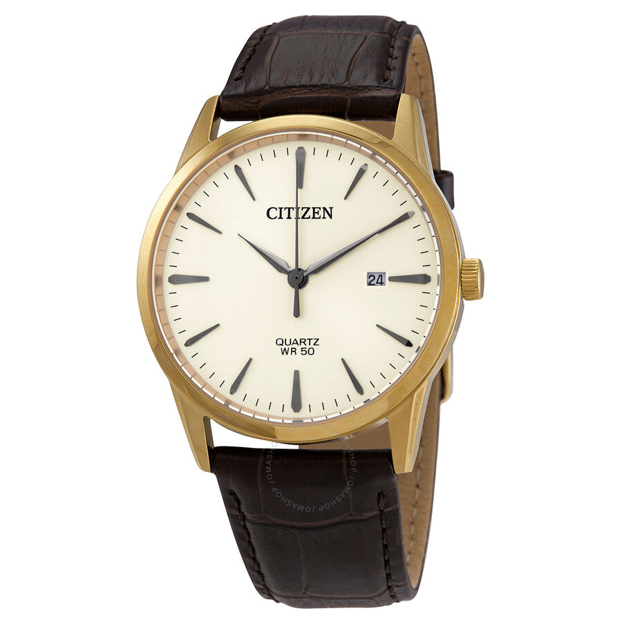 Citizen Quartz Gold Dial Brown Leather Men's Watch BI5002-14A - Dawson Watches