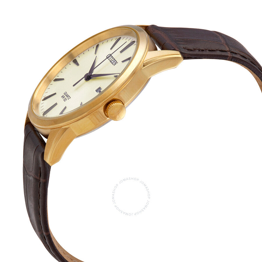 Citizen Quartz Gold Dial Brown Leather Men's Watch BI5002-14A - Dawson Watches #2