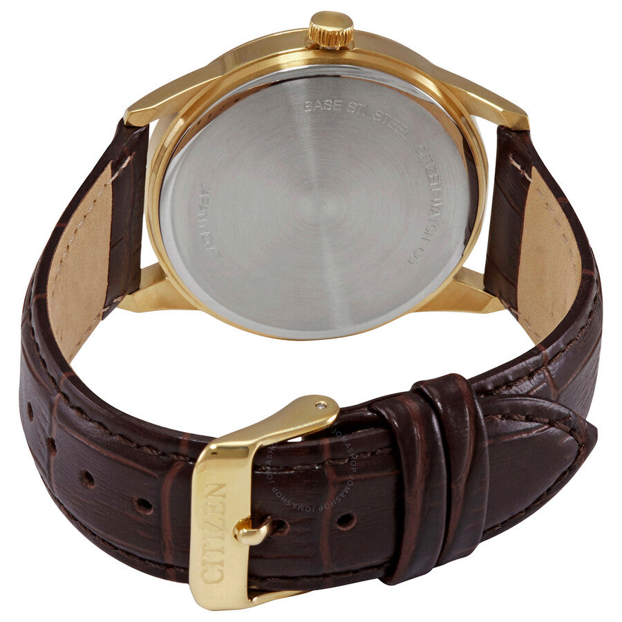 Citizen Quartz Gold Dial Brown Leather Men's Watch BI5002-14A - Dawson Watches #3