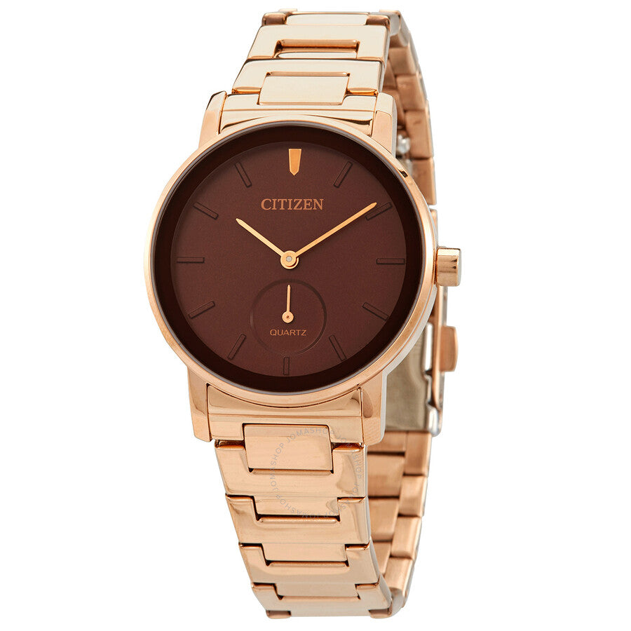 Citizen Quartz Maroon Dial Rose Gold-tone Ladies Watch EQ9063-55X - Dawson Watches