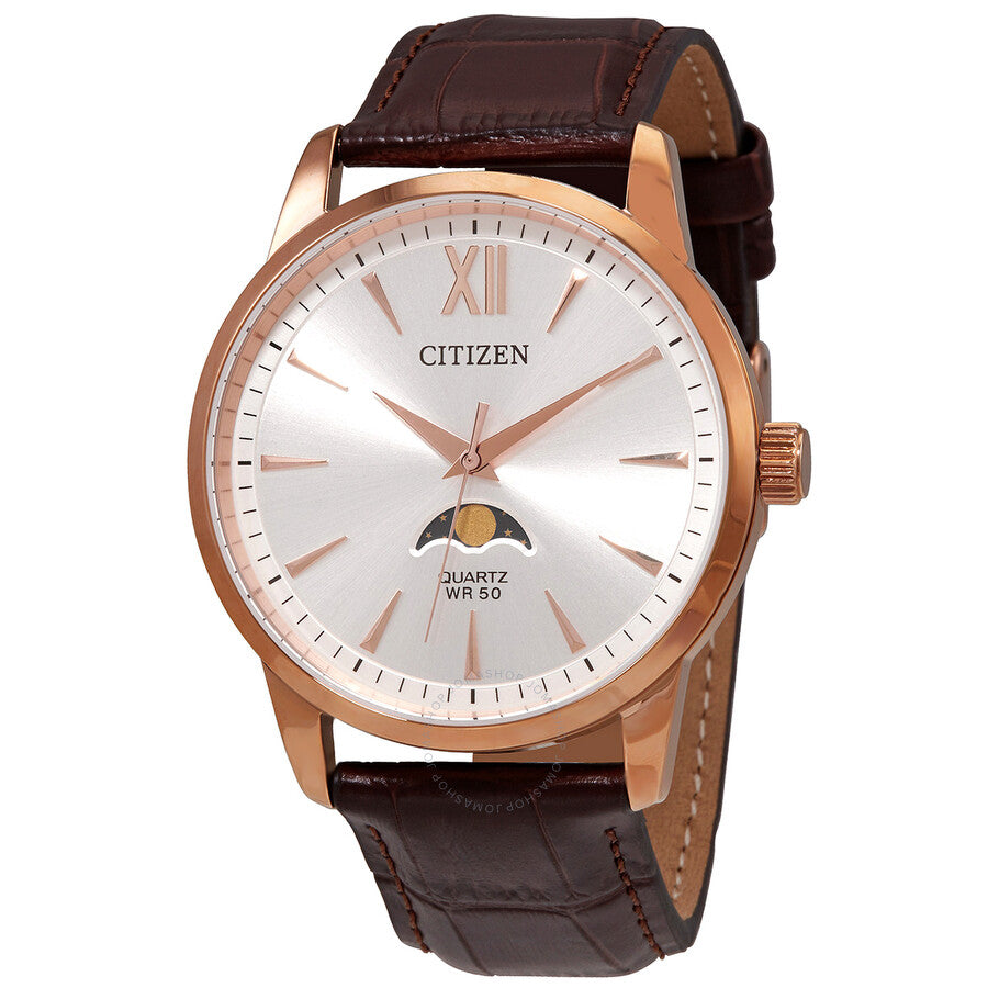 Citizen Quartz Moon Phase Silver Dial Men's Watch AK5003-05A - Dawson Watches