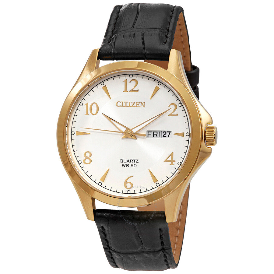 Citizen Quartz Silver Dial Black Leather Men's Watch BF2003-25A - Dawson Watches