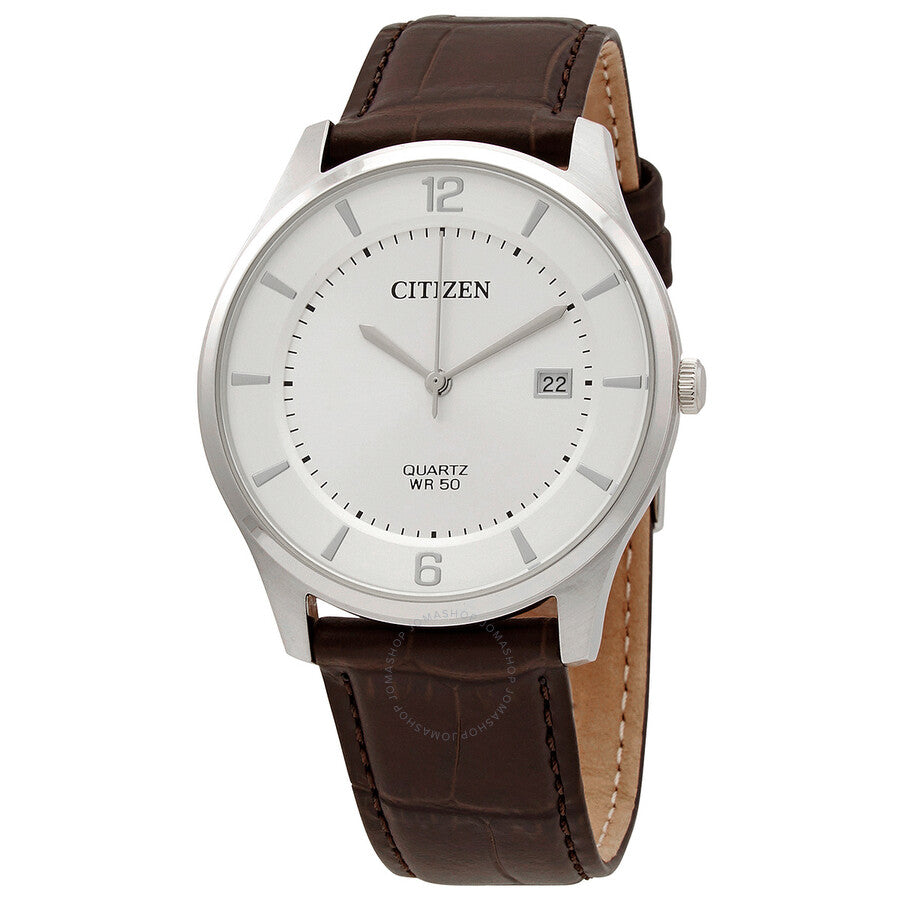 Citizen Quartz Silver Dial Brown Leather Men's Watch BD0041-11A - Dawson Watches