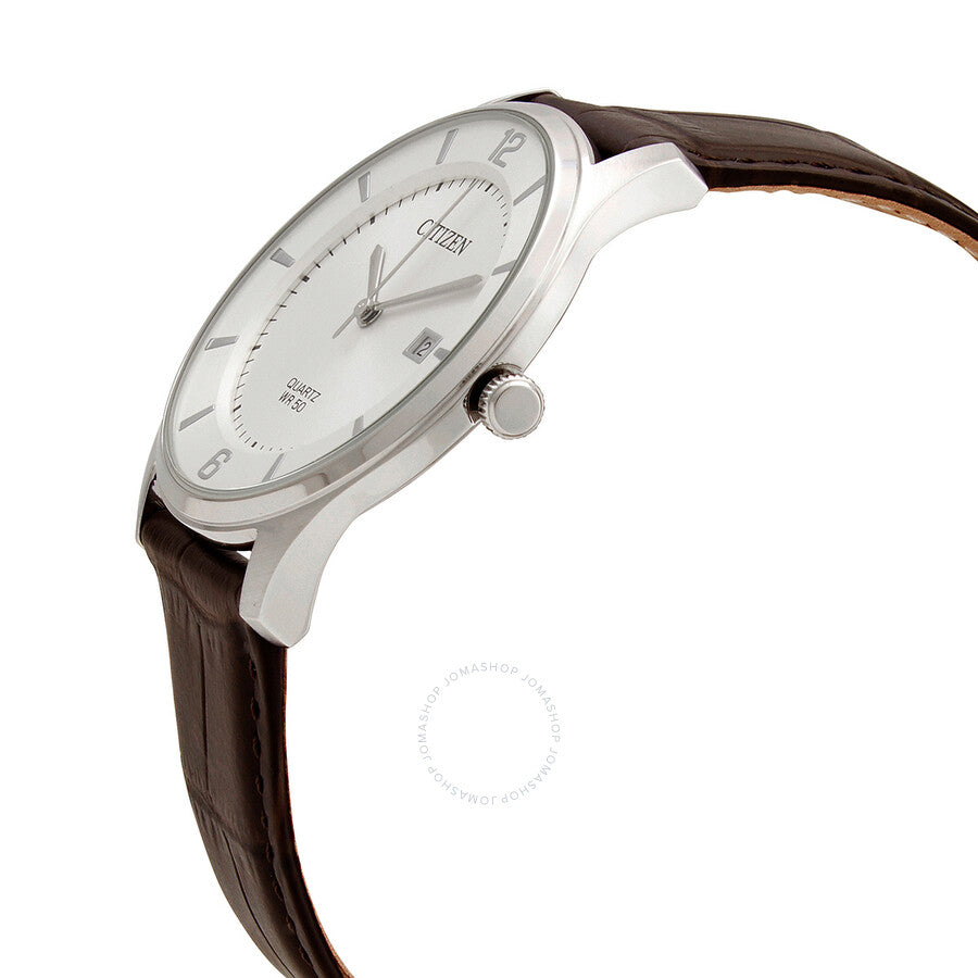 Citizen Quartz Silver Dial Brown Leather Men's Watch BD0041-11A - Dawson Watches #2