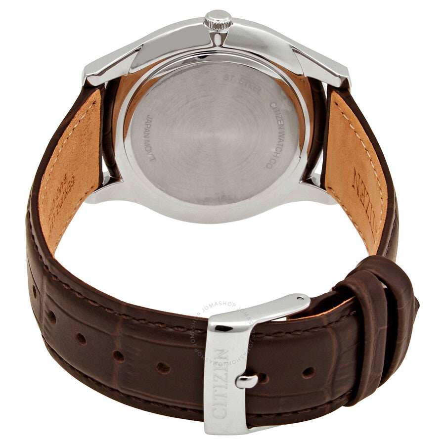 Citizen Quartz Silver Dial Brown Leather Men's Watch BD0041-11A - Dawson Watches #3