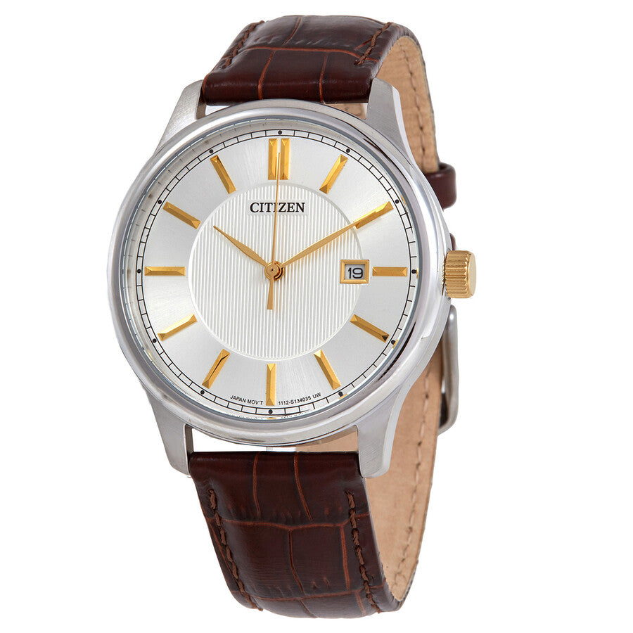 Citizen Quartz Silver Dial Brown Leather Men's Watch BI1054-04A - Dawson Watches