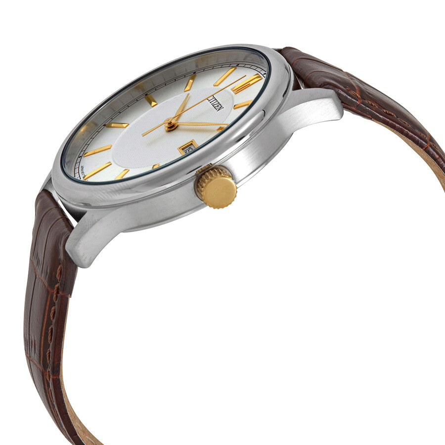 Citizen Quartz Silver Dial Brown Leather Men's Watch BI1054-04A - Dawson Watches #2