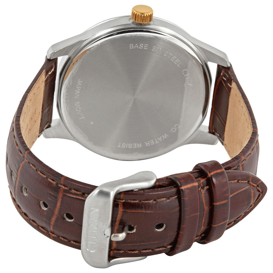 Citizen Quartz Silver Dial Brown Leather Men's Watch BI1054-04A - Dawson Watches #3