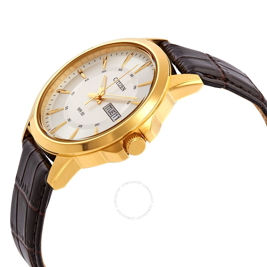 Citizen Quartz Silver Dial Brown Leather Men's Watch BF2018-01A - Dawson Watches #2
