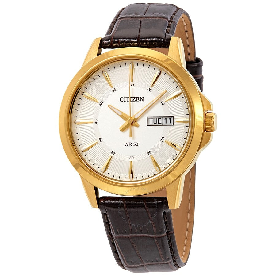 Citizen Quartz Silver Dial Brown Leather Men's Watch BF2018-01A - Dawson Watches