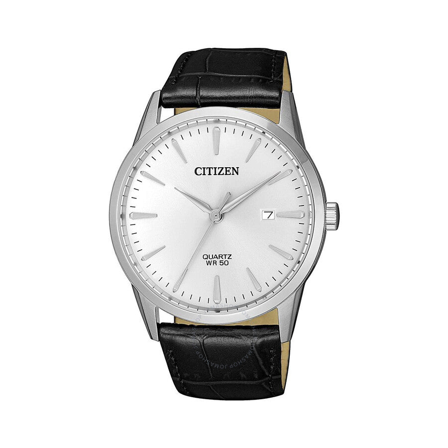Citizen Quartz Silver Dial Black Leather Men's Watch BI5000-10A - Dawson Watches
