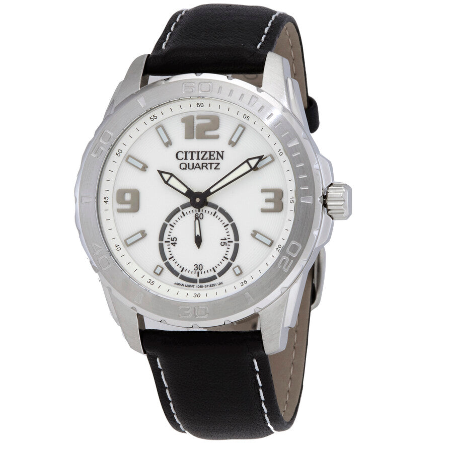 Citizen Quartz White Dial Black Leather Men's Watch AO3010-05A - Dawson Watches