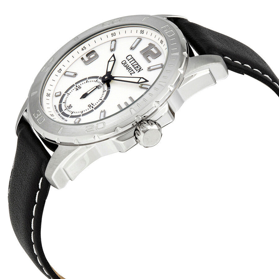 Citizen Quartz White Dial Black Leather Men's Watch AO3010-05A - Dawson Watches #2