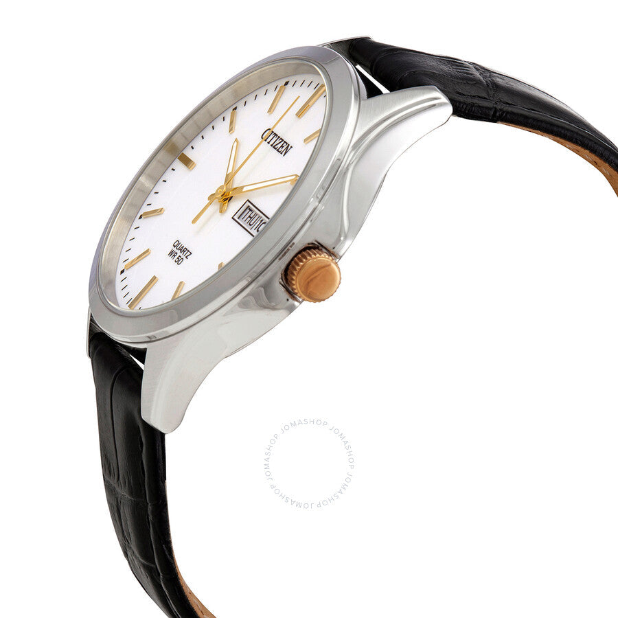 Citizen Quartz White Dial Black Leather Men's Watch BF2009-11A - Dawson Watches #2