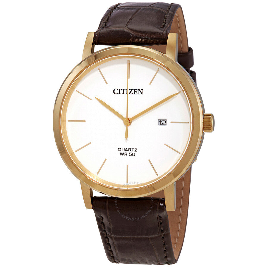 Citizen Quartz White Dial Brown Leather Men's Watch BI5072-01A - Dawson Watches