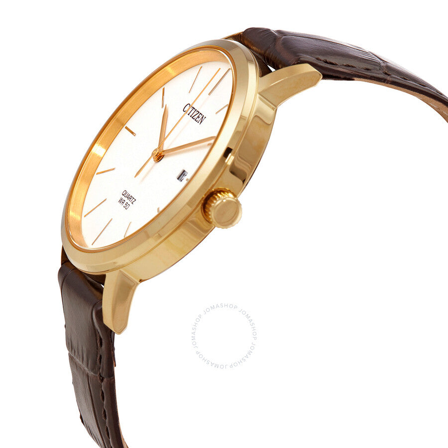 Citizen Quartz White Dial Brown Leather Men's Watch BI5072-01A - Dawson Watches #2