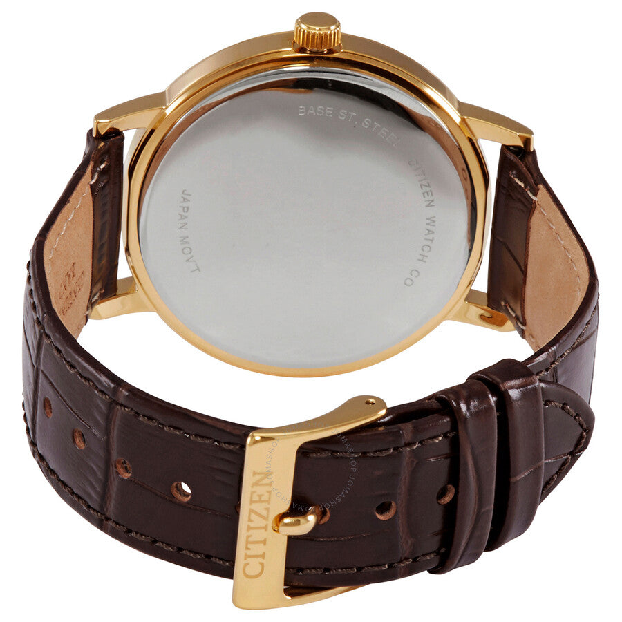 Citizen Quartz White Dial Brown Leather Men's Watch BI5072-01A - Dawson Watches #3
