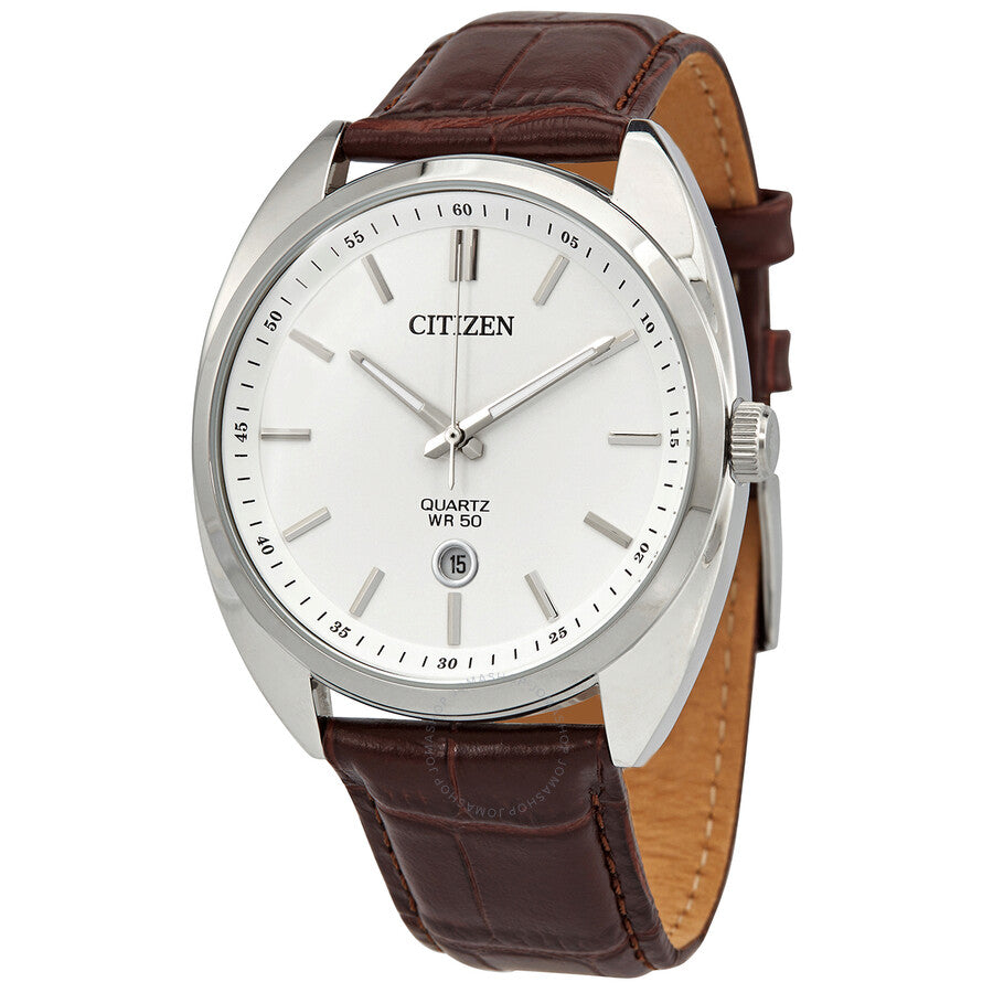 Citizen Quartz White Dial Brown Leathjer Men's Watch BI5090-09A - Dawson Watches