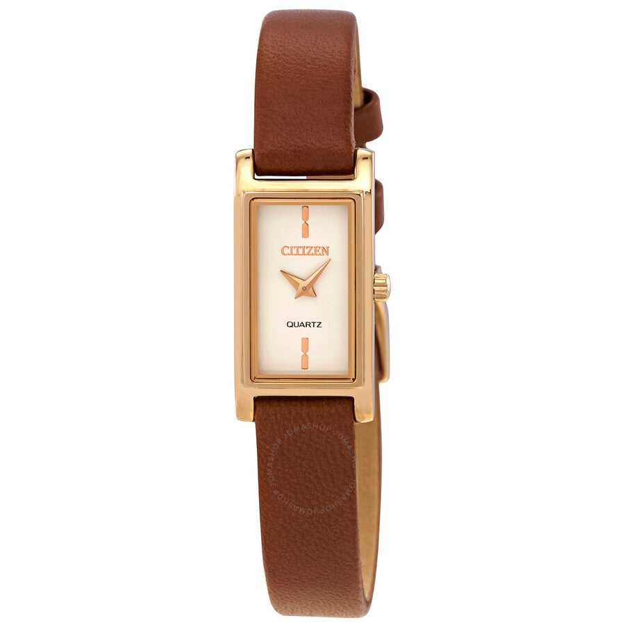 Citizen Quartz White Dial Brown Leather Ladies Watch EZ6368-15A - Dawson Watches
