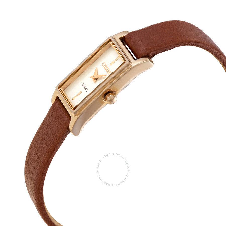Citizen Quartz White Dial Brown Leather Ladies Watch EZ6368-15A - Dawson Watches #2