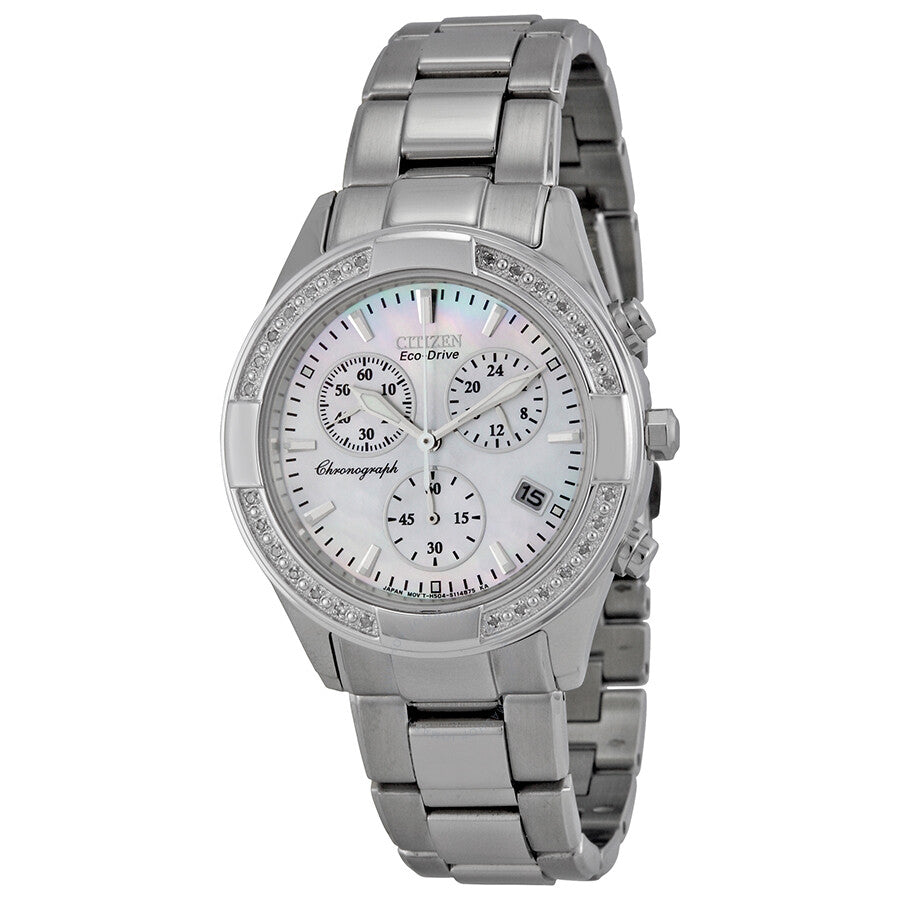 Citizen Regent Eco-Drive Chronograph Diamond Mother of Pearl Dial Ladies Watch FB1220-53D - Dawson Watches