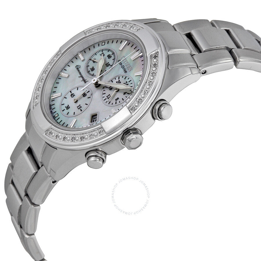 Citizen Regent Eco-Drive Chronograph Diamond Mother of Pearl Dial Ladies Watch FB1220-53D - Dawson Watches #2