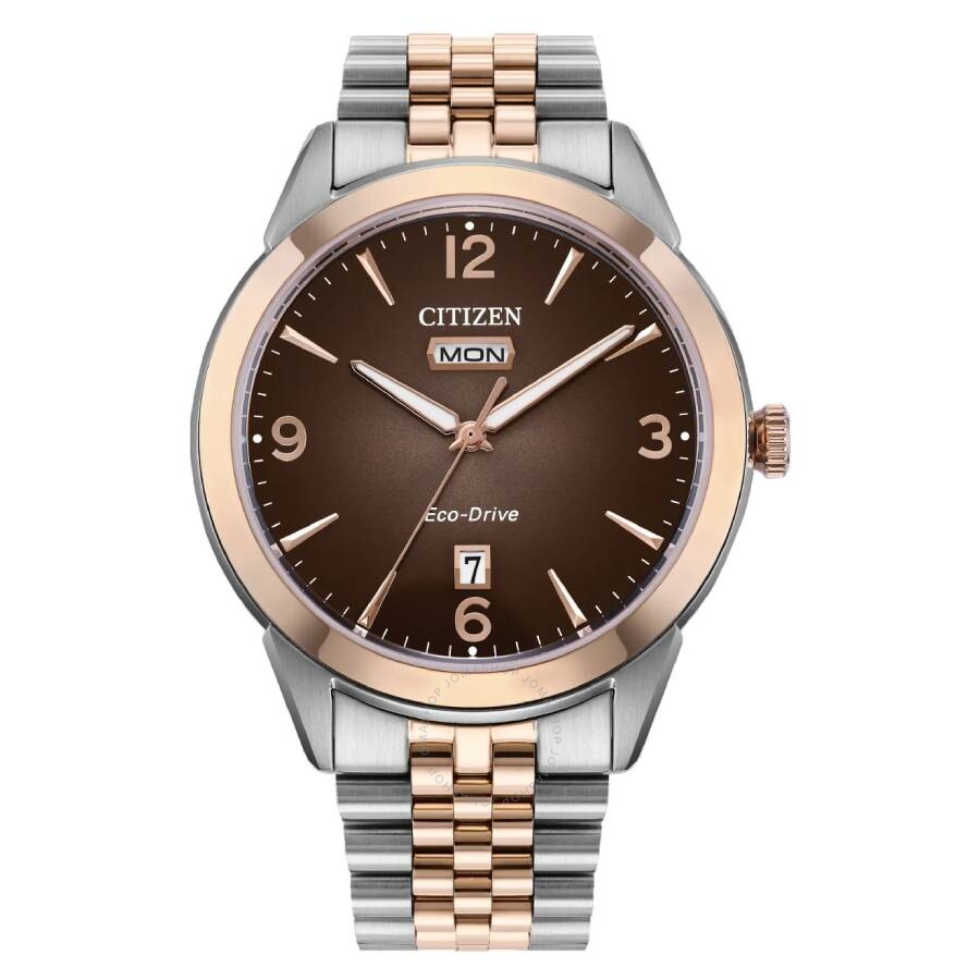 Citizen Rolan Eco-Drive Brown Dial Two-Tone Men's Watch AW0156-57X - Dawson Watches