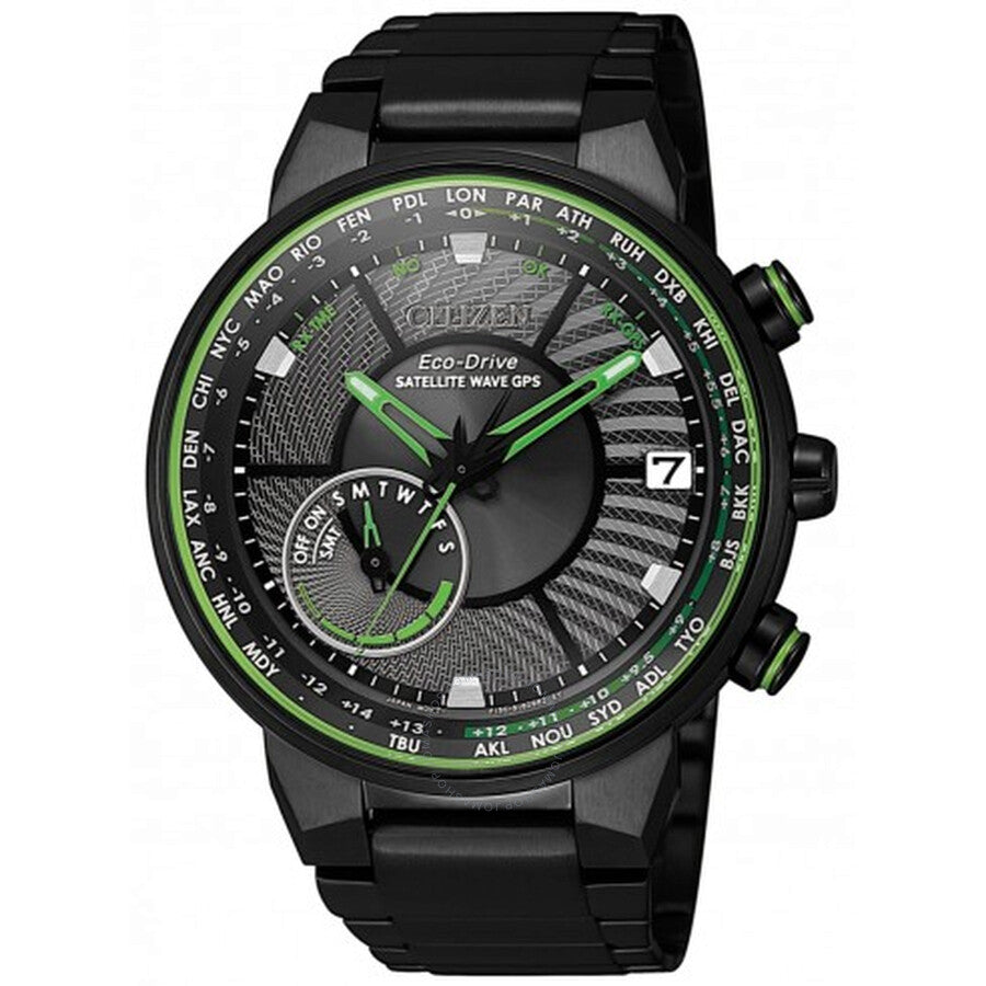 Citizen Satellite Wave Perpetual World Time Black Dial Men's Watch CC3075-80E - Dawson Watches