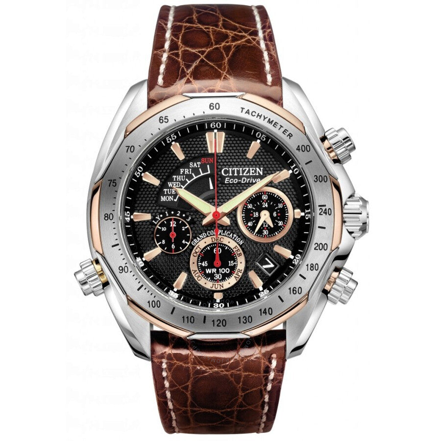 Citizen Signature Eco-Drive Chronograph Perpetual Calendar Black Dial Men's Watch BZ0006-02E - Dawson Watches