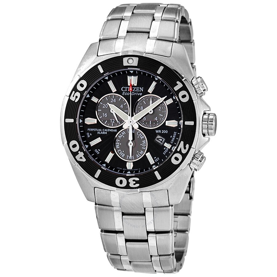 Citizen Signature Perpetual Calendar Eco-Drive Chronograph Black Dial Men's Watch BL5440-58E - Dawson Watches