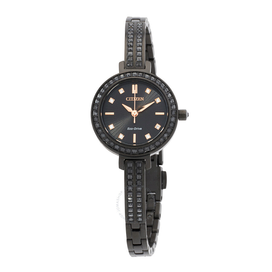Citizen Silhouette Crystal Black Dial Ladies Watch EM0865-58E - Dawson Watches