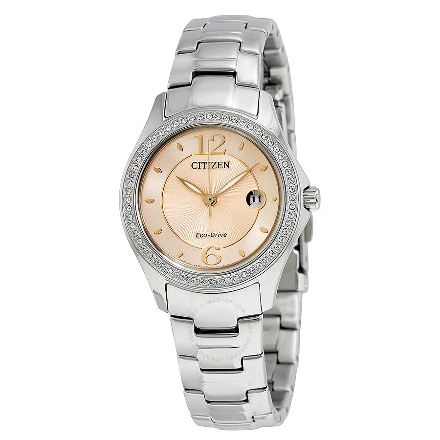 Citizen Silhouette Crystal Eco-Drive Pink Dial Diamond Ladies Watch FE1140-86X - Dawson Watches