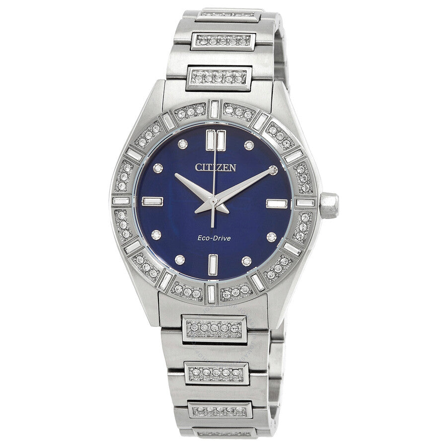 Citizen Silhouette Crystal Eco-Drive Blue Dial Ladies Watch EM1020-57L - Dawson Watches