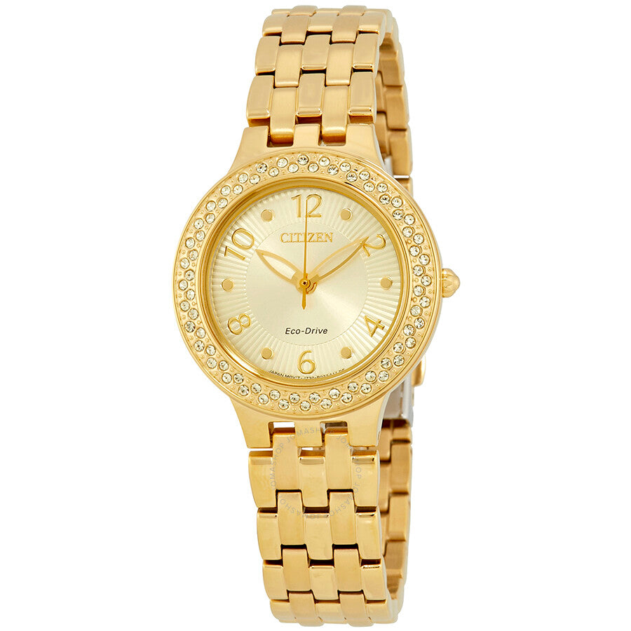 Citizen Silhouette Crystal Eco-Drive Champagne Dial Ladies Watch FE2082-51P - Dawson Watches