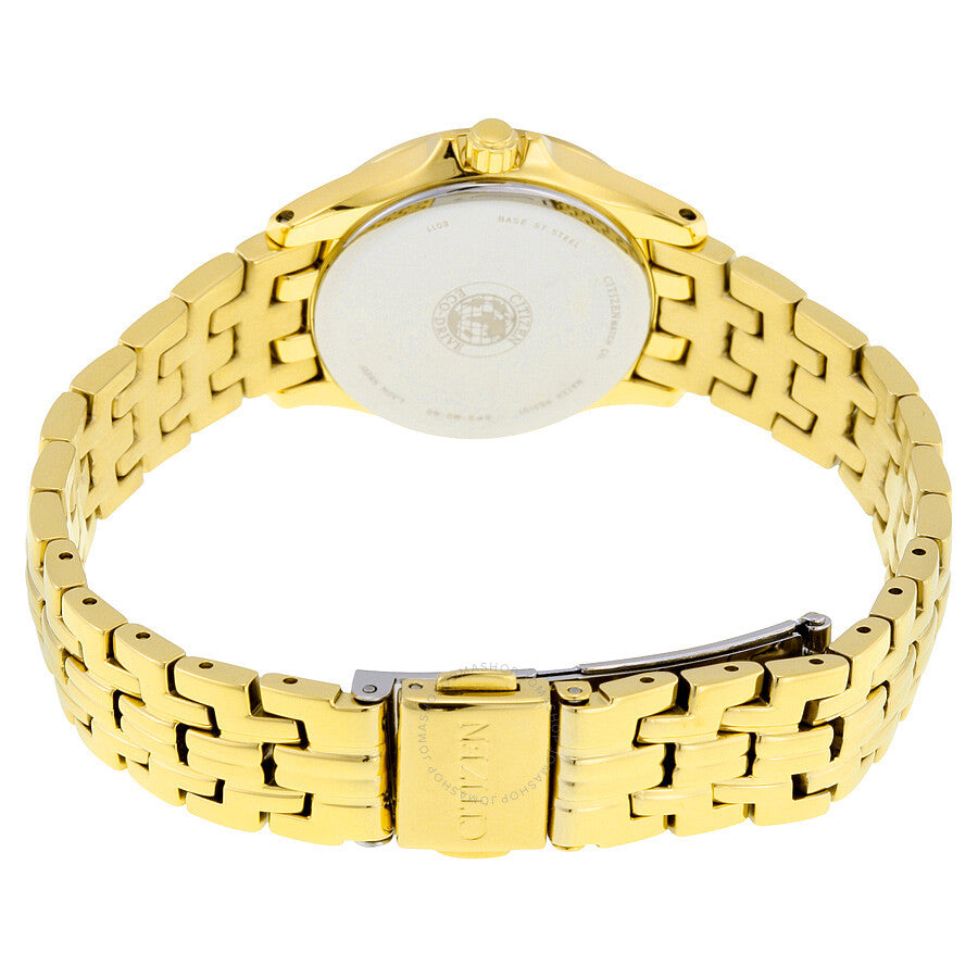 Citizen Silhouette Eco-Drive Crystal Mother of Pearl Dial Gold-Tone Ladies Watch EW1222-84D - Dawson Watches #3