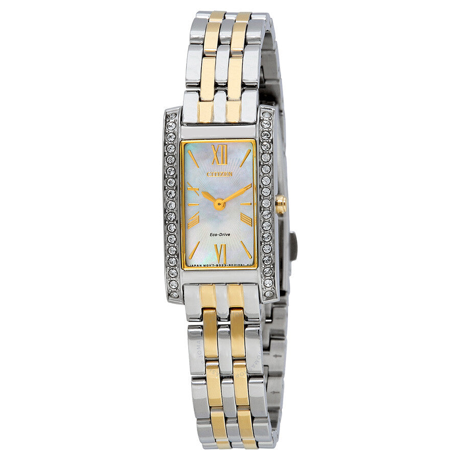Citizen Silhouette Crystal Mother of Pearl Dial Ladies Watch EX1474-51D - Dawson Watches