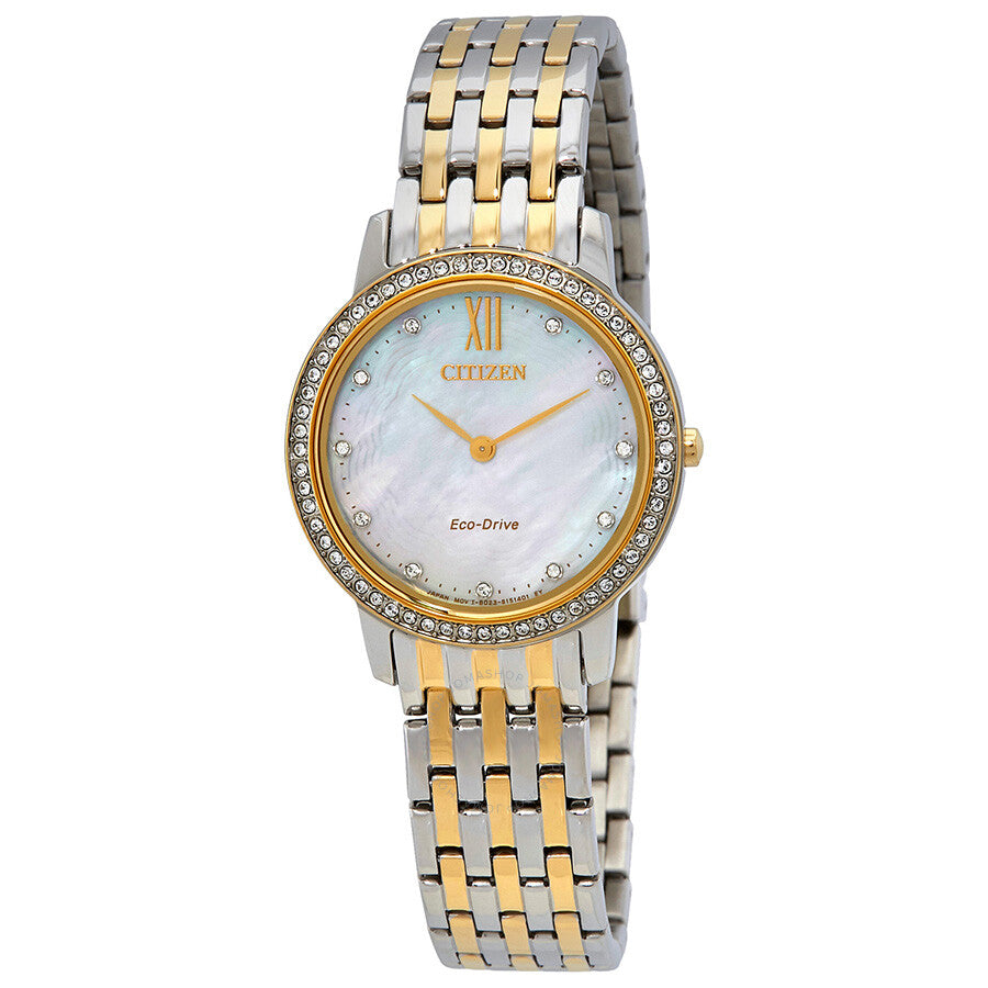 Citizen Eco-Drive Silhouette Crystal Mother of Pearl Dial Ladies Watch EX1484-57D - Dawson Watches